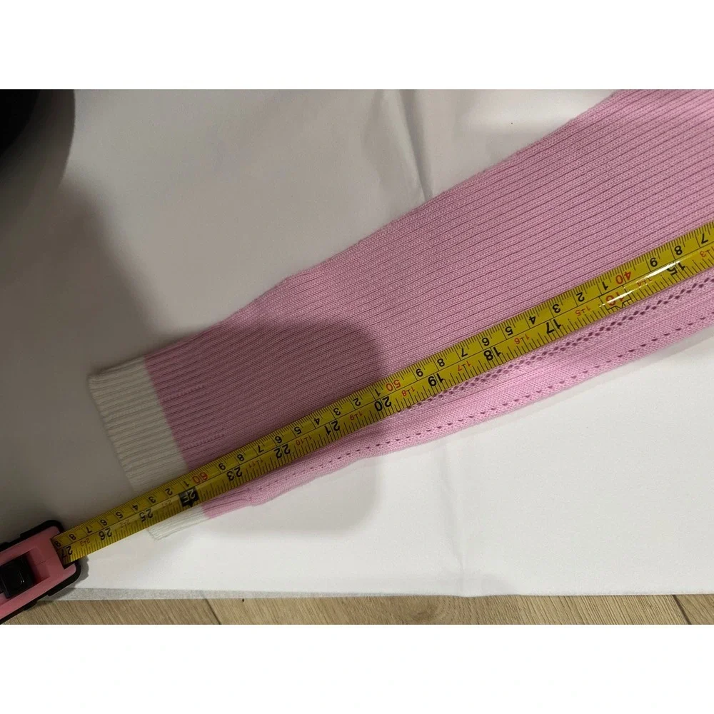 23P Chanel Pink Ribbed Knit CC Logo Button Cardigan Size 40